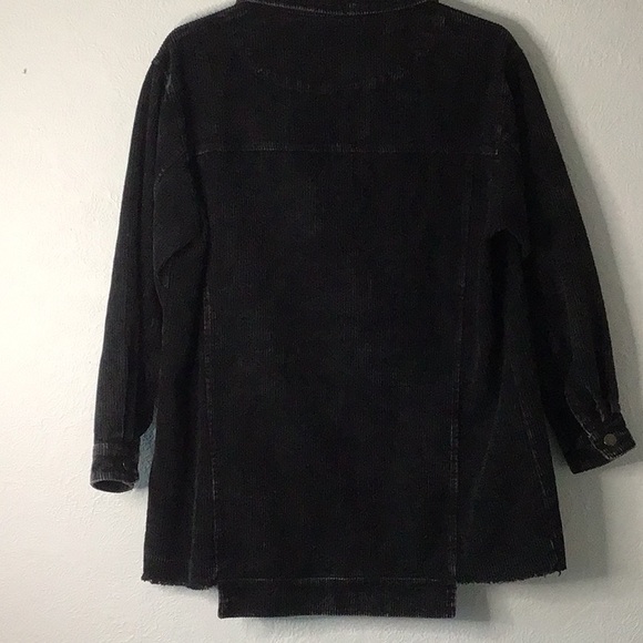 Distressed Black Wide Corduroy Jacket Sz Small - Picture 4 of 6